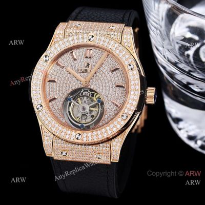 Full Diamonds Hublot Classic Fusion 42mm Tourbillon Watch High Quality Replica